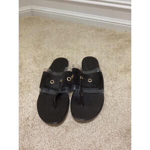 Gucci Supreme canvas flip flops Black Size 8B